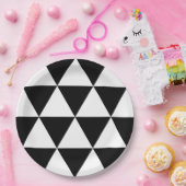 Driehoekspatroon zwart-wit papieren bordje (Feest)