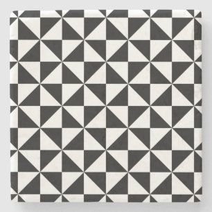 Driehoekspatroon zwart-wit stenen onderzetter