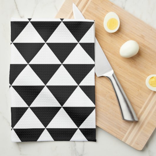 Driehoekspatroon zwart-wit theedoek (Quarter Fold)