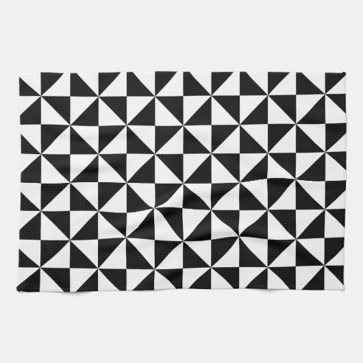 Driehoekspatroon zwart-wit theedoek (Horizontaal)