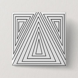Driehoekspatroon zwart-wit vierkante button 5,1 cm