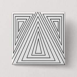 Driehoekspatroon zwart-wit vierkante button 5,1 cm