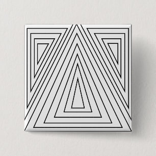Driehoekspatroon zwart-wit vierkante button 5,1 cm