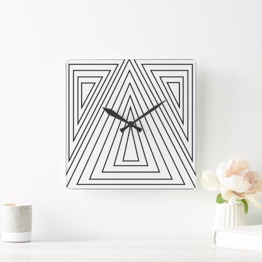 Driehoekspatroon zwart-wit vierkante klok (Huis)