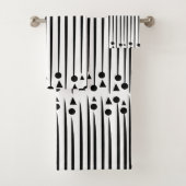 Driehoekspatroon zwarte en witte cirkel bad handdoek (Insitu)