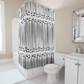 Driehoekspatroon zwarte en witte cirkel douchegordijn (In situ)