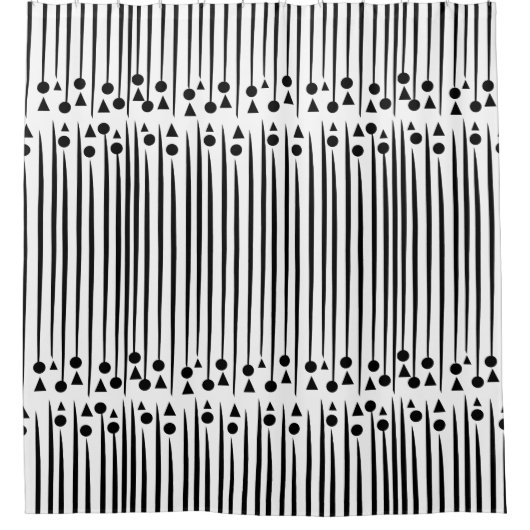 Driehoekspatroon zwarte en witte cirkel douchegordijn (Voorkant)