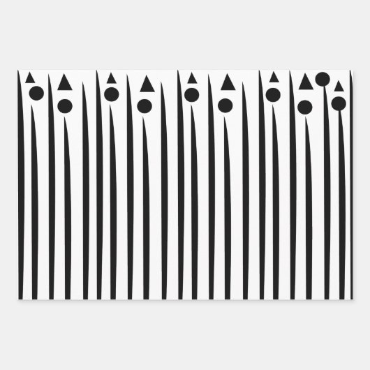 Driehoekspatroon zwarte en witte cirkel inpakpapier vel (Voorkant)