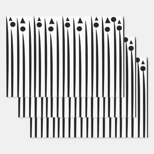 Driehoekspatroon zwarte en witte cirkel inpakpapier vel (Set)