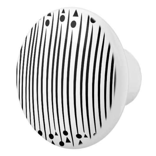 Driehoekspatroon zwarte en witte cirkel keramische knop (Rechts)