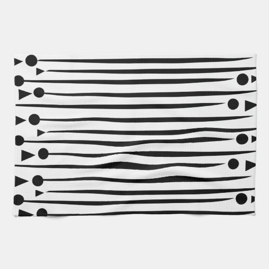 Driehoekspatroon zwarte en witte cirkel theedoek (Horizontaal)