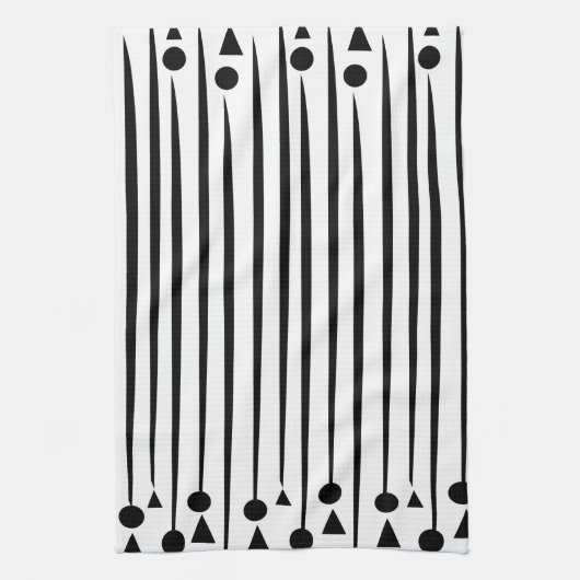 Driehoekspatroon zwarte en witte cirkel theedoek (Verticaal)