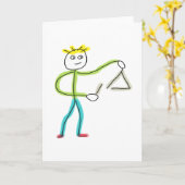 Driehoekspelende Stickman Kaart (Gele Bloem)