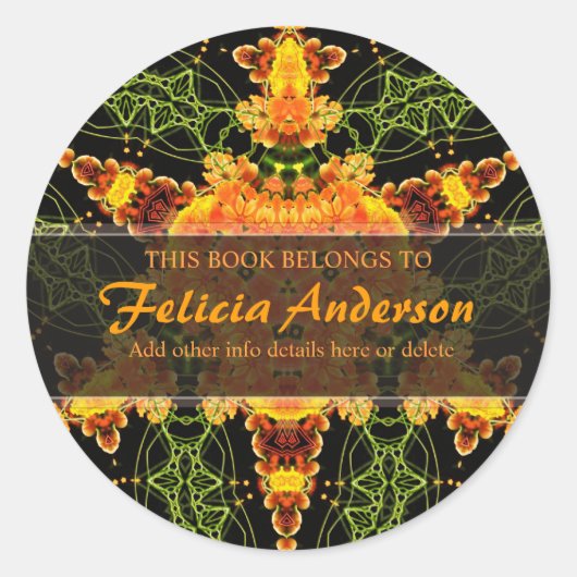 Driehoeksster : Rond kunstzinnig bladlabel Ronde Sticker (Voorkant)