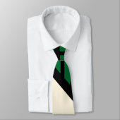 Driehoekstrepen - Groen, crème en zwart Stropdas (Gebonden)