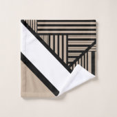 Driehoekstrepen - Taupe, zwart en wit Bad Handdoek (Wasdoekje)
