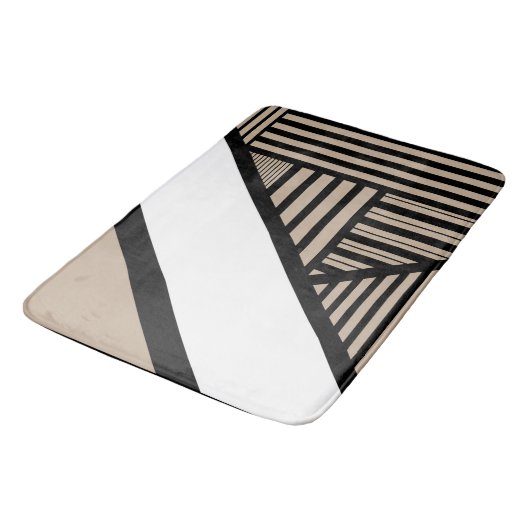 Driehoekstrepen - Taupe, zwart en wit Badmat (Gekanteld)
