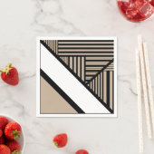 Driehoekstrepen - Taupe, zwart en wit Servet (Insitu)