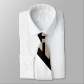 Driehoekstrepen - Taupe, zwart en wit Stropdas (Gebonden)