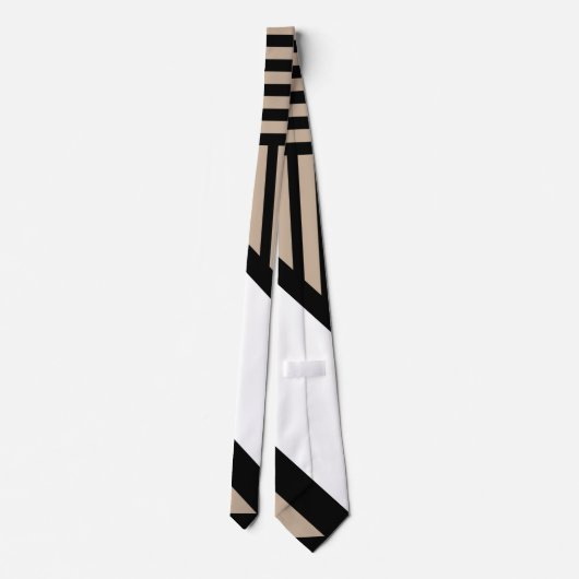 Driehoekstrepen - Taupe, zwart en wit Stropdas (Achterkant)