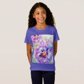 Driehoeksviol Waterverfpatroon op Paarse Blauwe Vi T-shirt (Voorkant volledig)