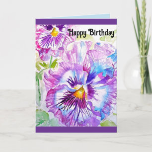 Driehoeksviolier Aquarel Bloem Bloemen Verjaardags Kaart