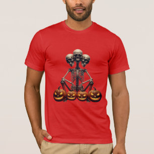 Driehoofdige Skelet & Lichtgevende Jack O Lanterns T-shirt