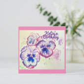 Driehoornig Viooltje Paars Bloem Bloemrijk Roze Kaart (Staand voorkant)