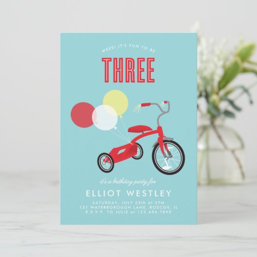Driejarig uitnodiging voor de derde verjaardag (Staand voorkant)