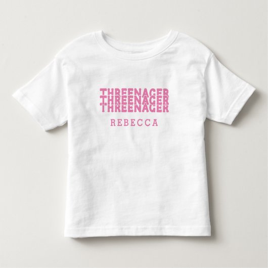 Driejarige Retro Lettertype Naam Roze Kinder Shirts (Voorkant)