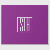 Drieklettermonogram Modern Vet | Wit & Paars Cadeaupapier (Vlak)