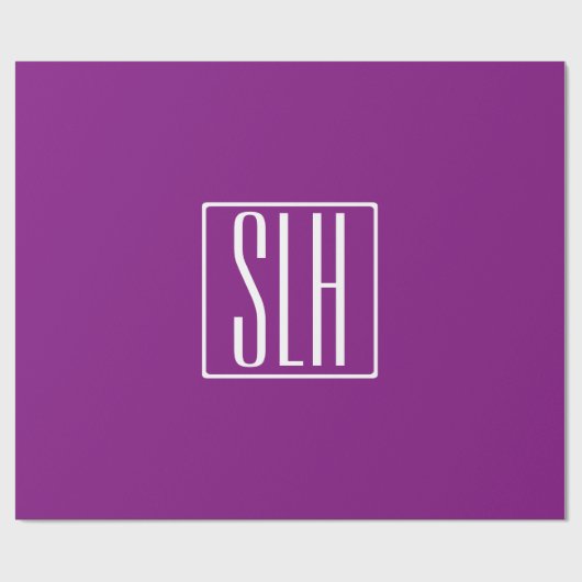 Drieklettermonogram Modern Vet | Wit & Paars Cadeaupapier (Vlak)