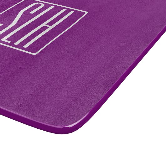 Drieklettermonogram Modern Vet | Wit & Paars Snijplank (Hoek)