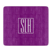 Drieklettermonogram Modern Vet | Wit & Paars Snijplank (Voorkant)