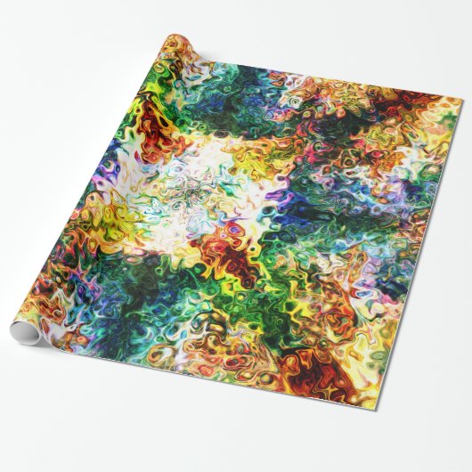 Driekleurde regenboogdampen cadeaupapier (Uitgerold)