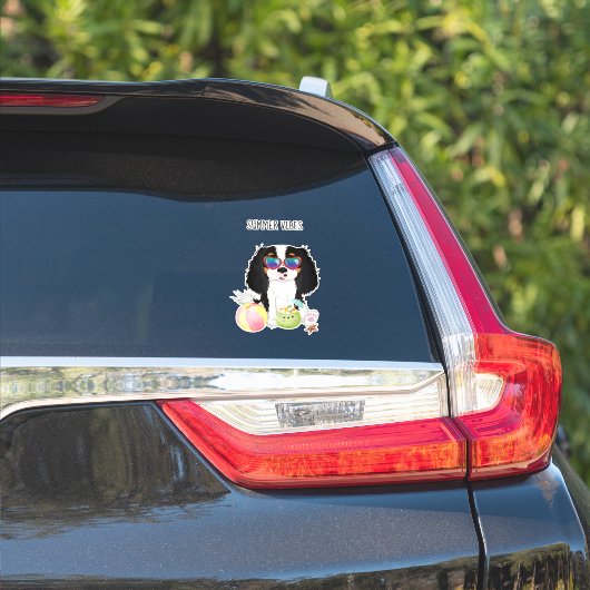 Driekleurig Cavalier King Charles Spaniel Beach Sticker (Auto Zijkant)
