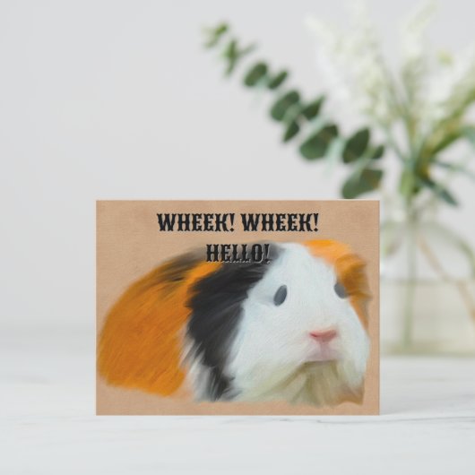 driekleurig cavia briefkaart (Staand voorkant)