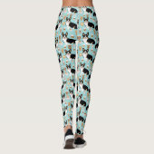 Driekleurig Corgi Coffee-patroon - blauw Leggings (Achterkant)