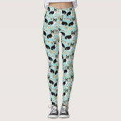 Driekleurig Corgi Coffee-patroon - blauw Leggings (Voorkant)