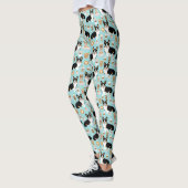 Driekleurig Corgi Coffee-patroon - blauw Leggings (Links)