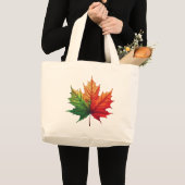 Driekleurig esdoornblad grote tote bag (Voorkant (product))