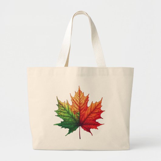 Driekleurig esdoornblad grote tote bag (Voorkant)