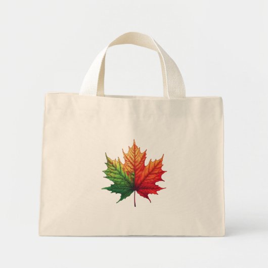 Driekleurig esdoornblad mini tote bag (Voorkant)