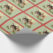 Driekleurig kerstpapier voor Corgi-kerst Cadeaupapier (Hoek)