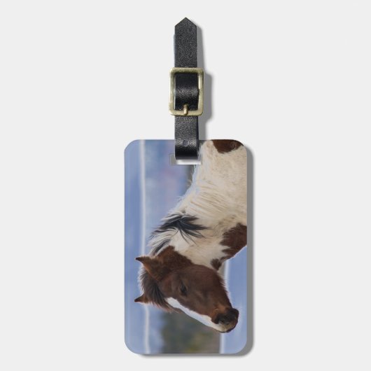 driekleurig paard bagagelabel (Voorkant verticaal)