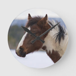 driekleurig paard ronde klok