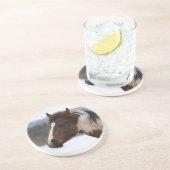 driekleurig paard zandsteen onderzetter (Zijkant)