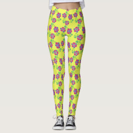 Driekleurig Viooltje Mooie Bloemige Print Leggings