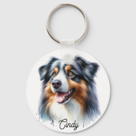 Driekleurige Australische herder Sleutelhanger