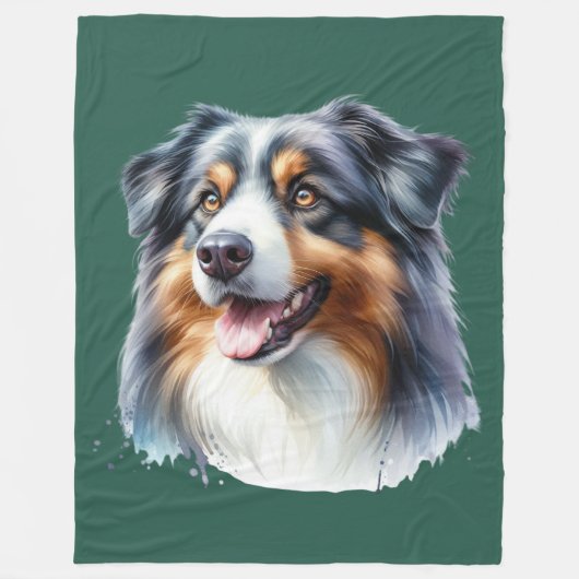 Driekleurige Australische Herdershond Fleece Deken (Voorkant)